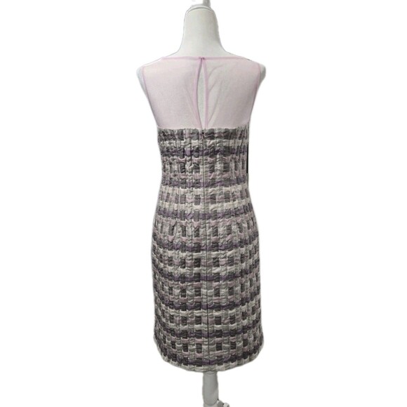 MIKAEL AGHAL Lilac Plaid Mesh Yoke Sheath Dress Womens Size 4 NEW - Picture 2 of 7